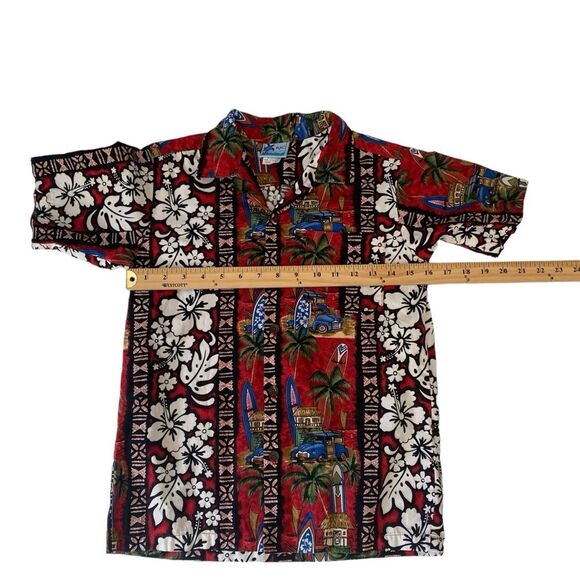 RJC Hawaiian Shirt Aloha Cotton Wood Buttons Made in USA Youth Sz 12 - Picture 3 of 11